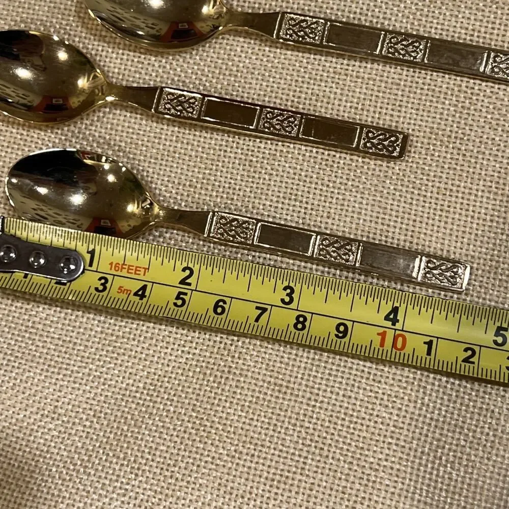 LIFETIME Cutlery Stainless Korea Electroplate GOLD (6) Small Spoons 4.5” EUC